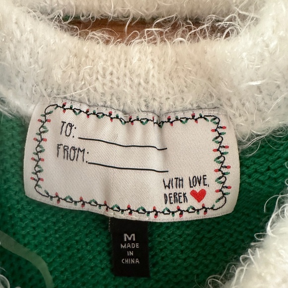 Holiday Elf Dress Sweater Dress Girls Green White Size Medium - Picture 2 of 14